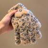 Warm wool gloves Female winter rabbit plush full finger cute riding leopard print elastic finger cold and windproof