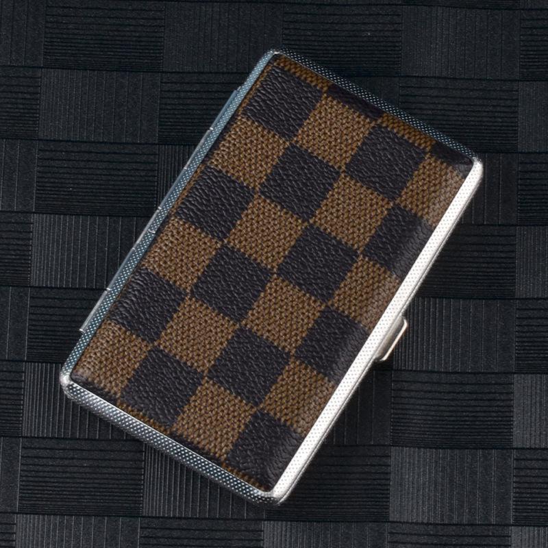 New 5.5 slim metal leather Cigarette case 20 pack portable personalized creative storage Cigarette Box Smoking Accessories