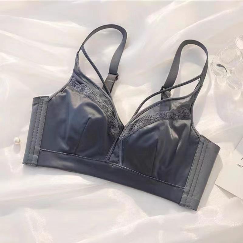 Sexy Rimless Rabbit Ear Cup Bra Comfortable Large Chest Small Push Up Underwear Set