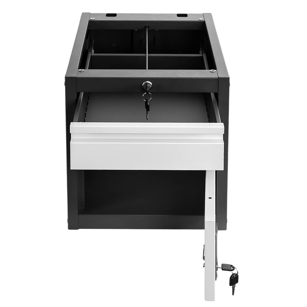Mega-M tool cabinet for workbenches 1 drawer + 1 cabinet with doors W-37 cm x D-48.6 cm x H-50 cm system 01 graphite/gray front N