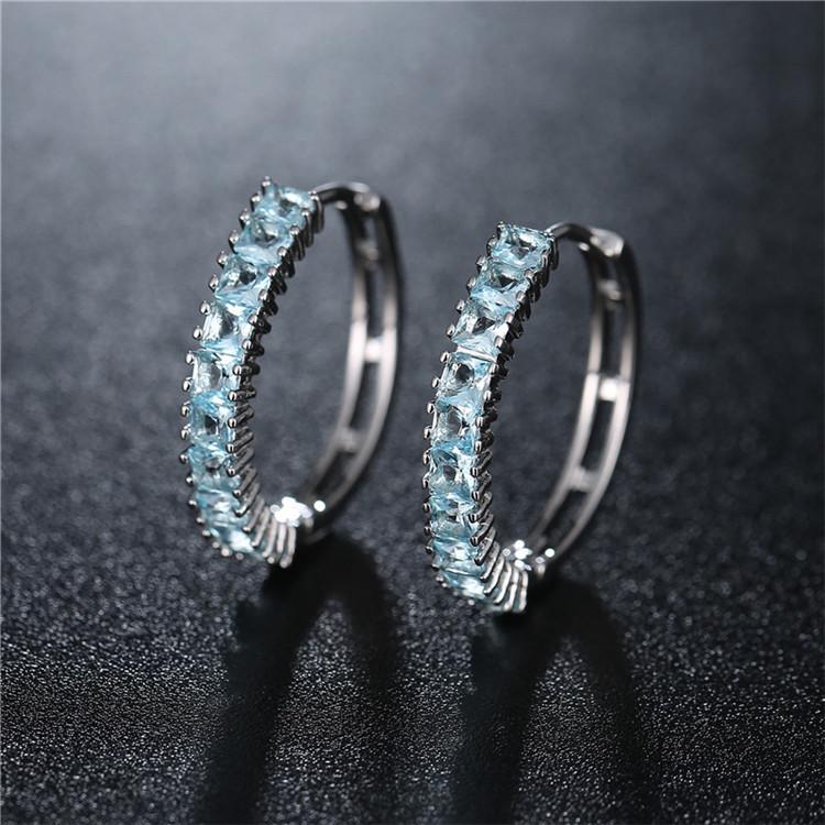 Women Fashion Simple Circle Hoop Earrings Fashion Crystal Metal Round Earrings