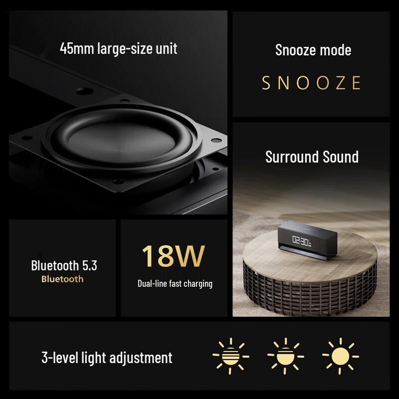 Philips TAS3908 Desktop Bluetooth Speaker with Alarm Clock CN Plug (adapter Included)