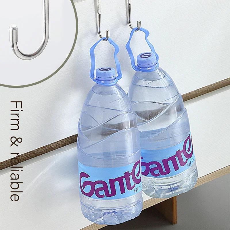 1/3/5pcs Stainless Steel Hook Free Punching Double S-Shape Hook Kitchen Bathroom Cabinet Door Back Type Coat Towel Storage Hanger