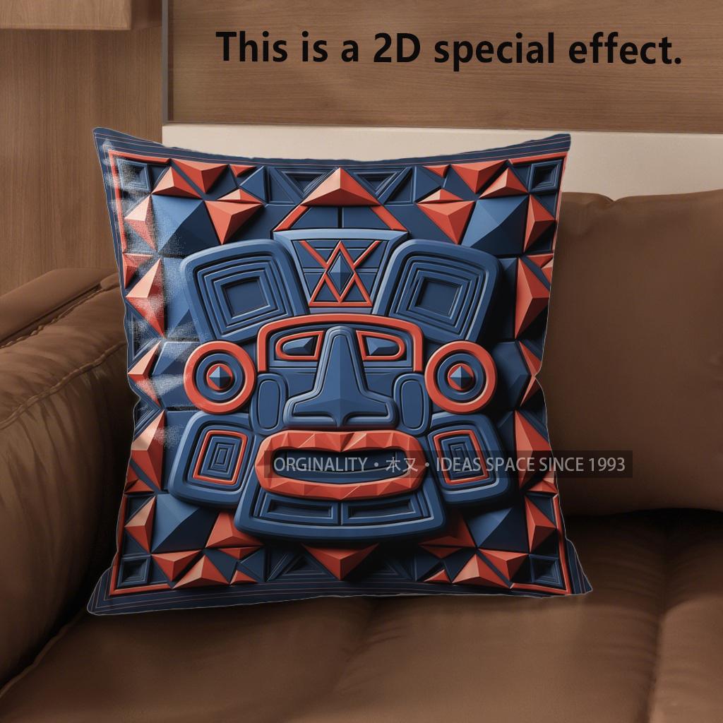 2D Aztec Geometric Pattern Throw Pillow Covers** Pattern Cushion Cover Suitable For Sofa Bedroom Car Pillow Cover