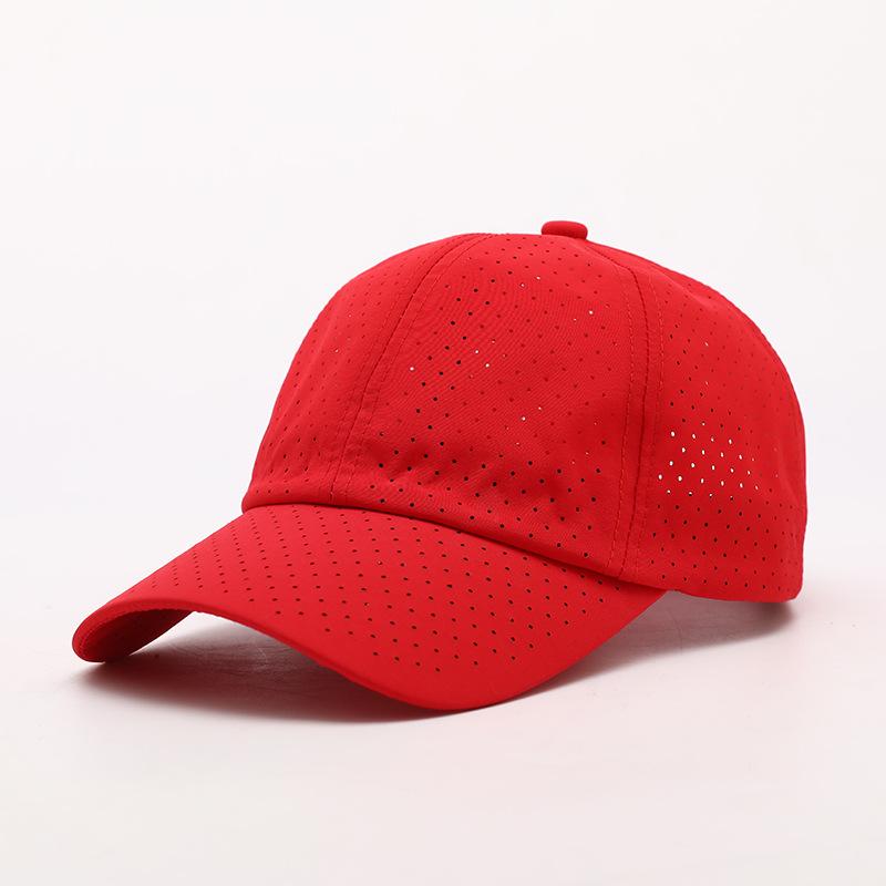Perforated Baseball Cap With Custom Logo Text Print, Lightweight Quick Dry Running Cap, Adjustable Golf Tennis Hat