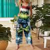 Women's Fashion Christmas  Print Casual Retro Sleeveless Button Jumpsuit