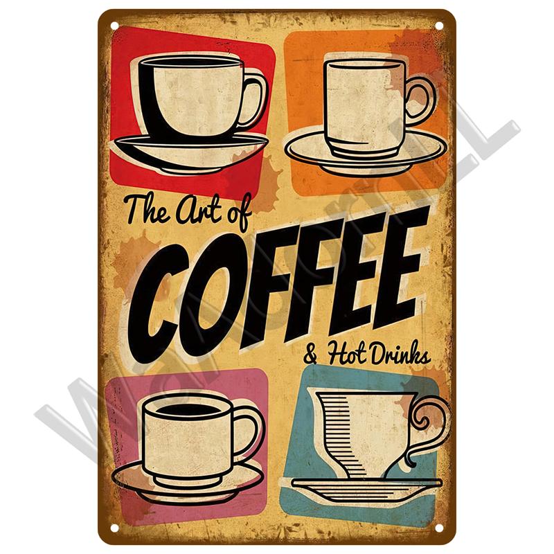 Vintage Tin Sign Plaque Metal Plate Wall Art Posters Metal Sign Retro Decor Coffee For Kitchen Bar Cafe Room Retro Iron Painting