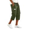 Men’s Drawstring Waist Multi Pocket Cargo Capri Pants Relaxed Fit Seven Quarter Length Casual Trousers for Everyday Wear