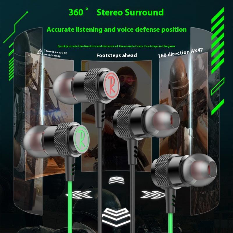 New E-sports Game Wired Earphones K Song Mobile Phone High Sound Quality In-ear Earplugs Wired Earphones