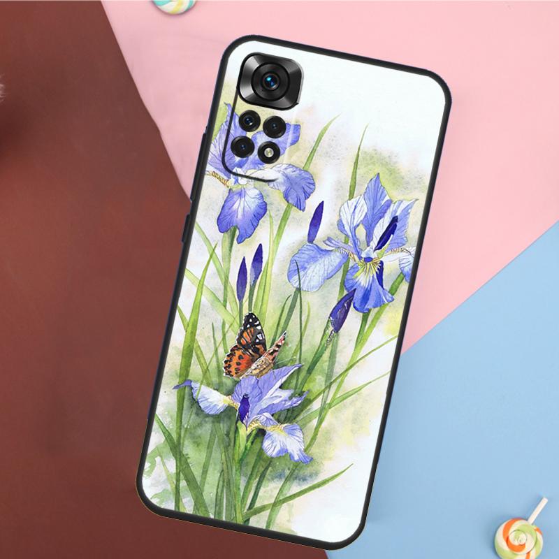 Blue Iris Flower Case For Xiaomi Redmi Note 11 Pro 11S 8 9 12 10 Pro 10S 9S Redmi 9 10 12C 9C 10C Back Cover