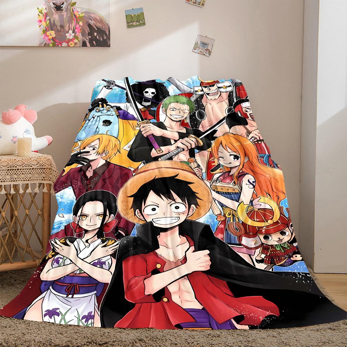 

One Piece Anime Print Blanket Warm Comfortable Flannel Cover For Bedrooms, Sofas, Beds, Chairs LXR141 75x90cm