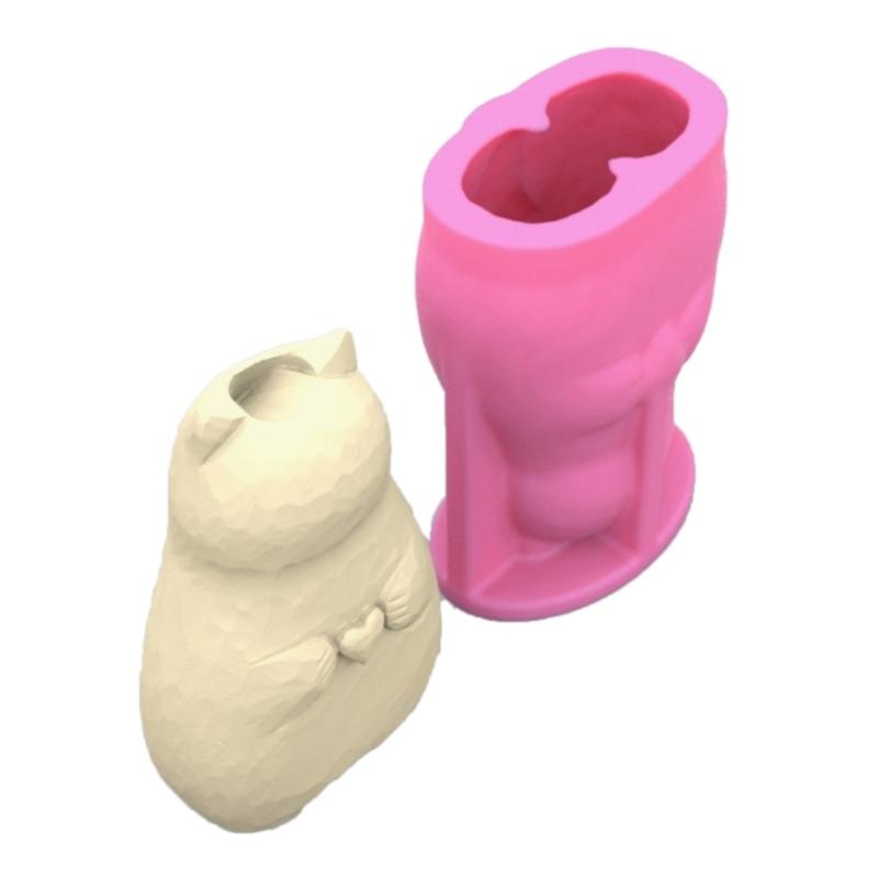 Cats Flower Pots Silicones Molds Animal Vase Castings Molds DIY Cements Resins Molds Cute Bear Succulents Clay Molds