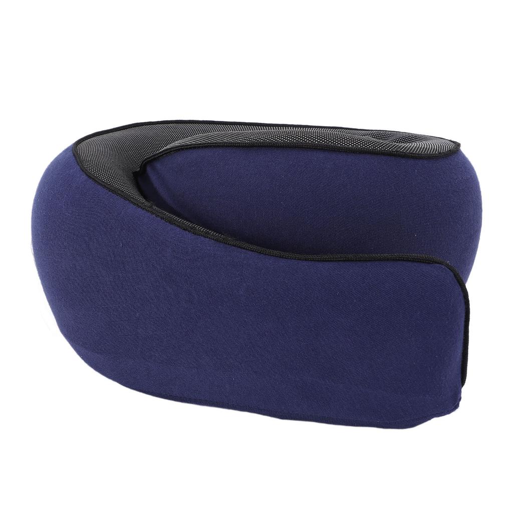 Neck Pillow Foldable Breathable Polyester Fiber Portable Memory Foam Travel Neck Pillow Navy Blue