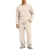 Men's Long Sleeve Pajama Set with Button Fly and Elastic Drawstring Waist for Sleep and