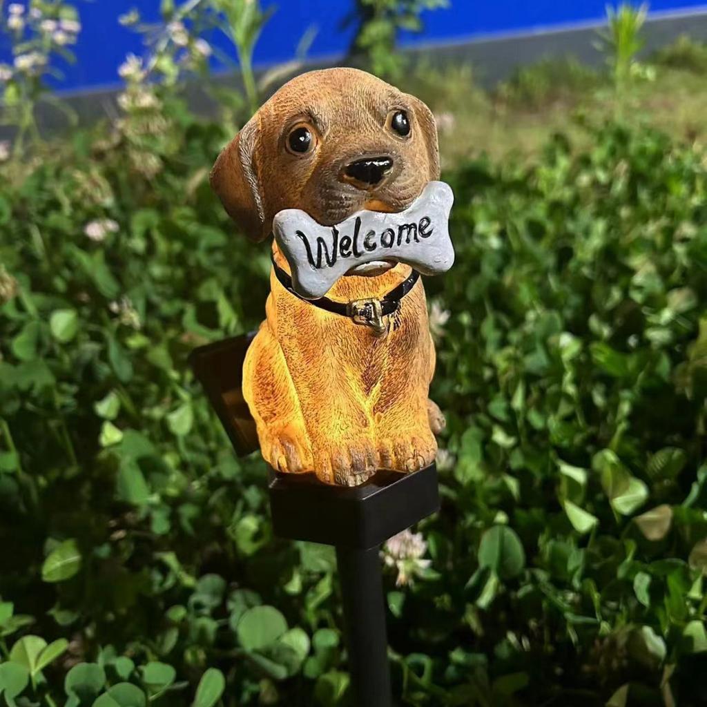 Dog Welcome Lamp Solar Powered Lawn Light for Entrance Garden Courtyard Lawn Patio Outdoor Waterproof Lighting Party Garden