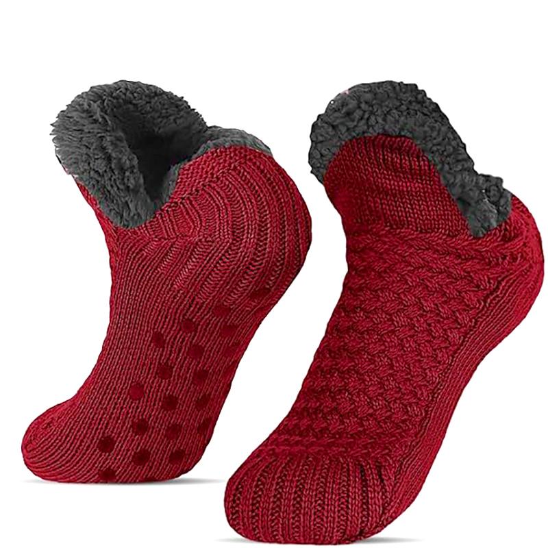 Women Men Non Slip Knitted Slipper Socks Thick Lined Cosy Winter Fluffy Bed Slippers Socks