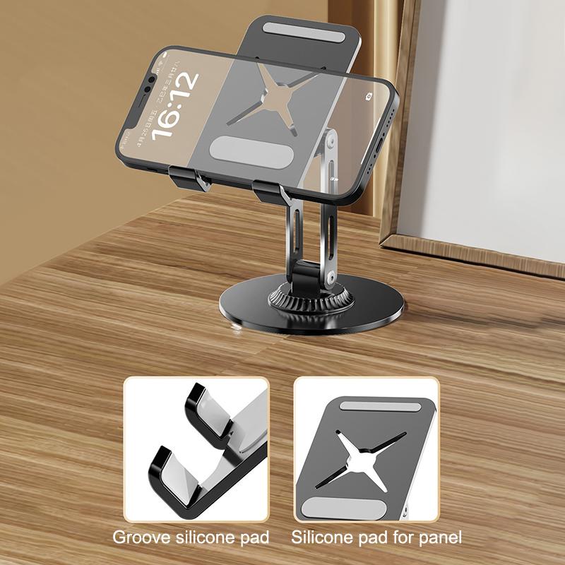 360 Rotation Aluminium Alloy Foldable Desktop Phone Stand Desk Lazy Tablet Holder Support Mount For Iphone Ipad Xiaomi Samsung