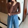 Autumn Winter Long Sleeve Slim Fit Pullovers Office Lady Fashion V-neck Solid Color Knit Tops Sweaters For Women Clothing 28684