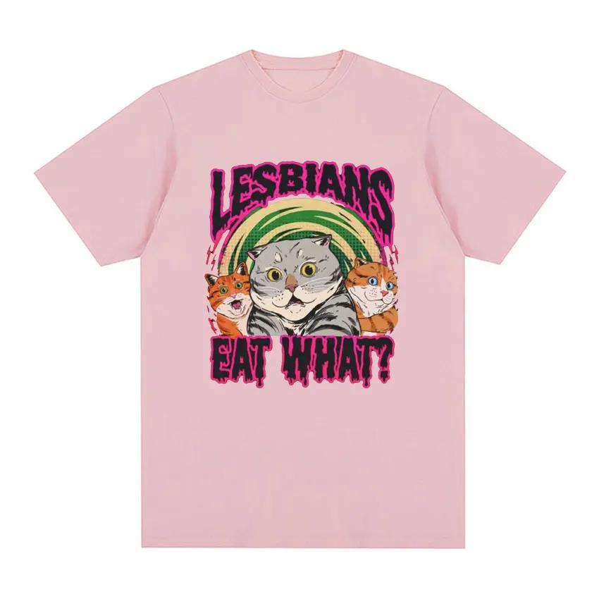 LGBT Was man isst Katze Vintage T-Shirt Sommer Herren und Damen Lässiges Kurzarm T-Shirt Unisex Übergröße T-Shirt Y2k