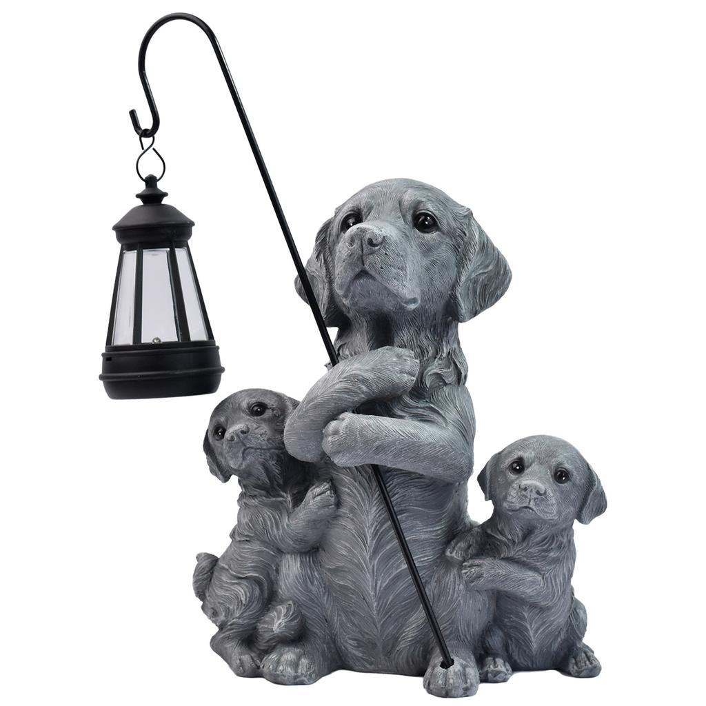 JYL TS/112,Resin Cement Color Dog Solar Outdoor Light Statue for Villa Sculpture Corridor Lamp
