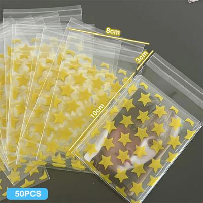 50 Τεμ Διαφανής Τσάντα Αυτοκόλλητη με Αστέρι Τσάντα Συσκευασίας Αυτοσφραγιζόμενη για Μπισκότα