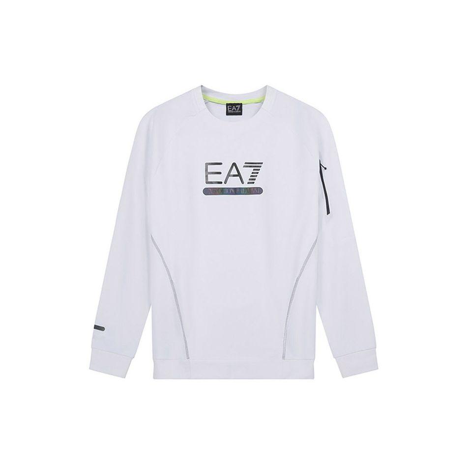 Emporio Armani FW22 Letter Logo Print Crew Neck Long Sleeve Sweatshirt Men sweatshirt White 6LPM41-PJANZ-1100 L