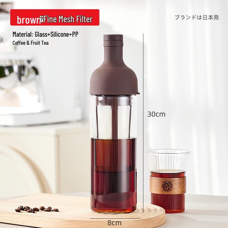 Wine Bottle Shaped Glass Kettle: High Borosilicate Glass for Cold Water, Hand Drip Coffee, or Fruit Tea with Strainer.