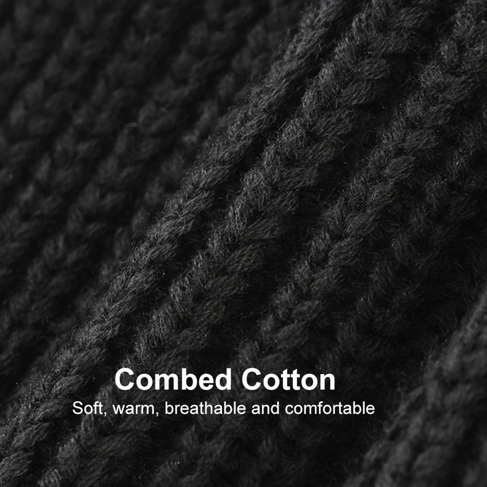 Warme Wintermütze für Herren, Outdoor-Mütze aus dicker gestrickter Baumwolle, für Skifahren und Wandern bei kaltem Wetter