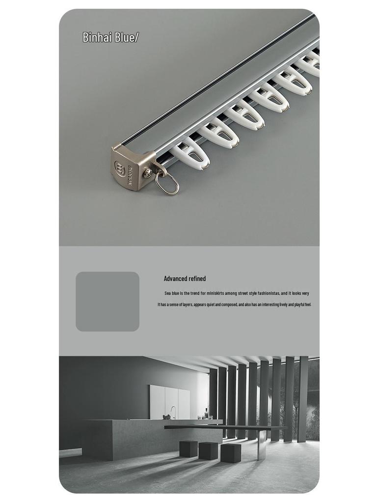 Double Track Silent Glider Curtain Rail, Aluminum Alloy, Top Mount