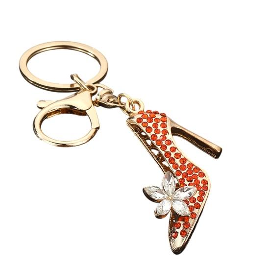 Keychain Pendant Sparkling Rhinestones High Heels Charm Key Chain with Lobster Clasp Electroplated Key Holder Bag Accessory