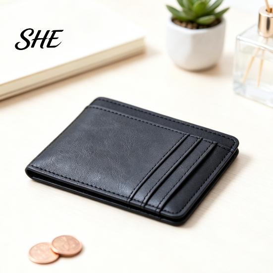 Slim Professional Card Case for Business Holder Men, Minimalist Credit with ID Window, Simple Solid Color Wallet Men Multiple Slots, Pocket Cards Bank
