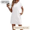 Women's Fashion Summer Spring Solid Color Print Short Sleeve O-Neck Casual Dresses