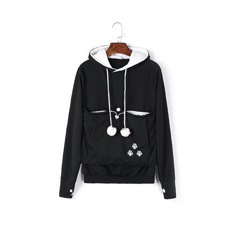 Γυναικεία φούτερ με κουκούλα, μεγάλη θήκη, γυναικεία θήκη για κατοικίδια, φθινοπωρινή μόδα πουλόβερ, θήκη για αυτιά γάτας