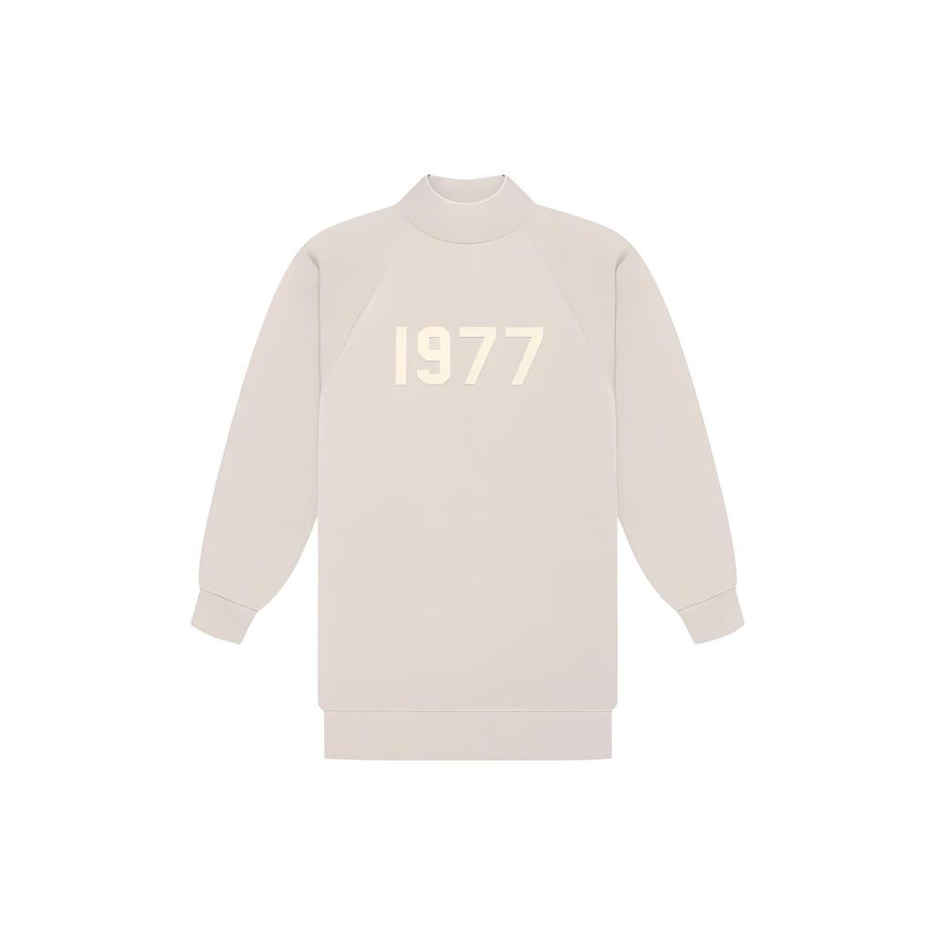 Fear of God Essentials 1977 Series 3/4 Sleeve Mockneck Digital Print Sweatshirt Women Tops Wheat FOG-SS22-67