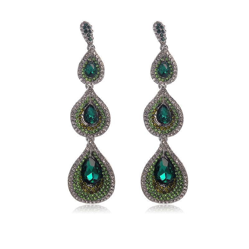 European  American Fashion Crystal Rhinestone Water Drop Earrings
