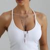 Exaggerated Red Beaded Tassel Brooch Necklace for Women Punk Silver Color Multi Layer Tassel Long Necklaces Jewelry Accessories