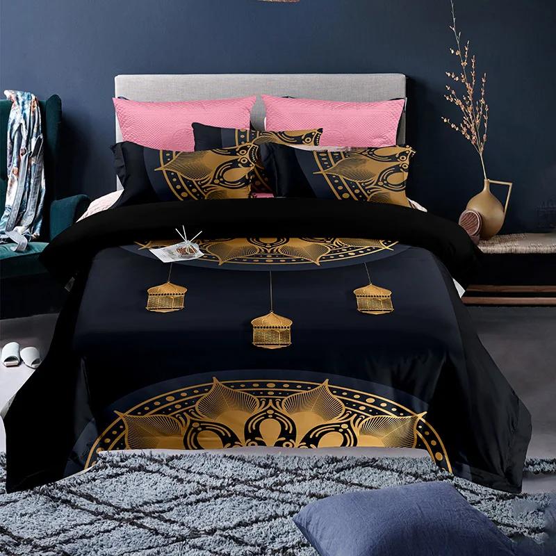 Ramadan Duvet Cover King Queen Religious Themed Quilt Cover Muslim Believer Polyester Bedding Set Pillowcases Brownish Yellow