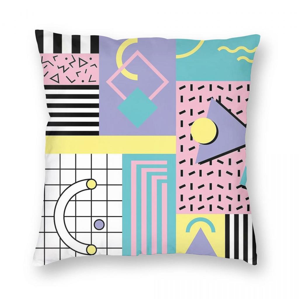 Memphis Retro 90S 80S Square Pillowcase Polyester Linen Velvet Printed Zip Decorative Room Cushion Cover