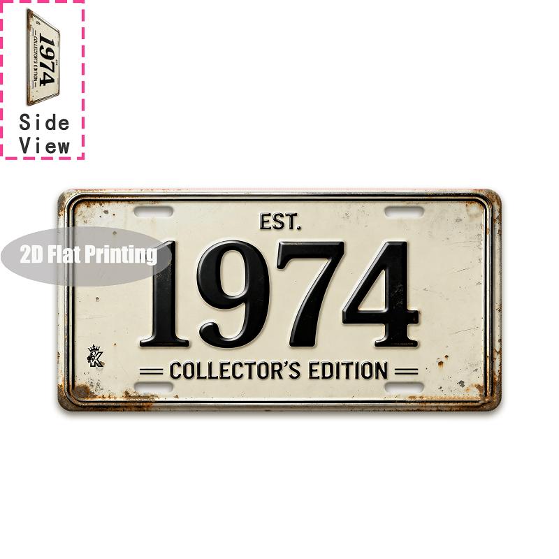 Vintage City Landscape Year Text Metal License Plate Sign Retro 2D Flat Printed Tin Plaque Wall Art Decor for Bar Home