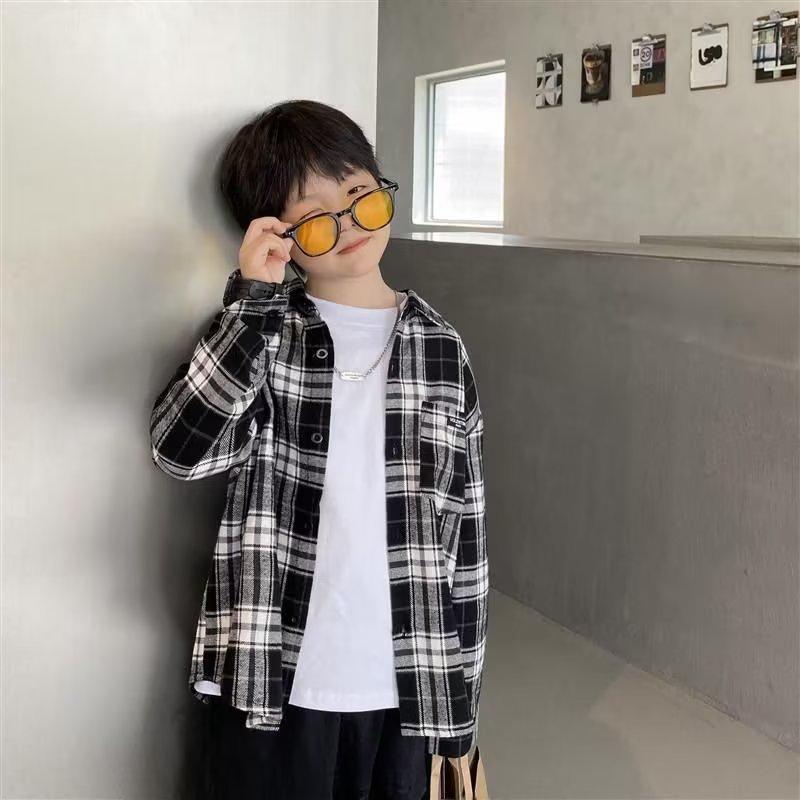 

Хлопковая рубашка с длинным рукавом для мальчиков - Тренд 2023 года в корейском стиле для детей 140cm