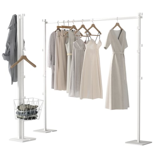 BAOYOUNI Foldable Indoor Drying Rack for Compact Storage, Approx. W95-173 x D25 x H160cm (35.7-67.2 x 9.7 x 6.7 inches), Easy Assembly, White, 3-Way,