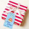 60PCS Happy Birthday Hanging Tags Multicolor Paper Message Card Cartoon Cake Balloons with Ropes Greeting Note Tags