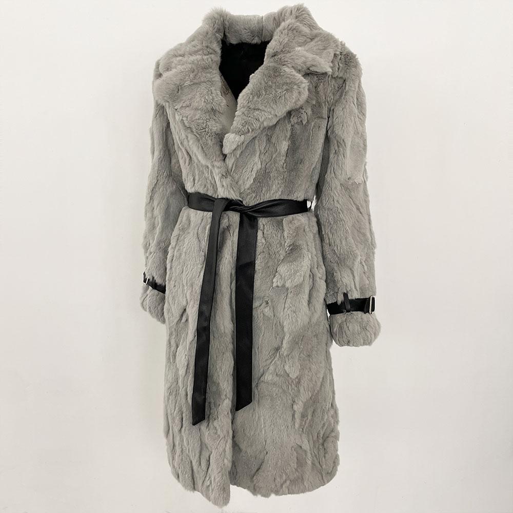 OFTBUY 2024 Winter Warm Plush Fur Top Women Jacket Long Real Fur Natural Rabbit Fur Coat Fashion New Style Can Be Customized