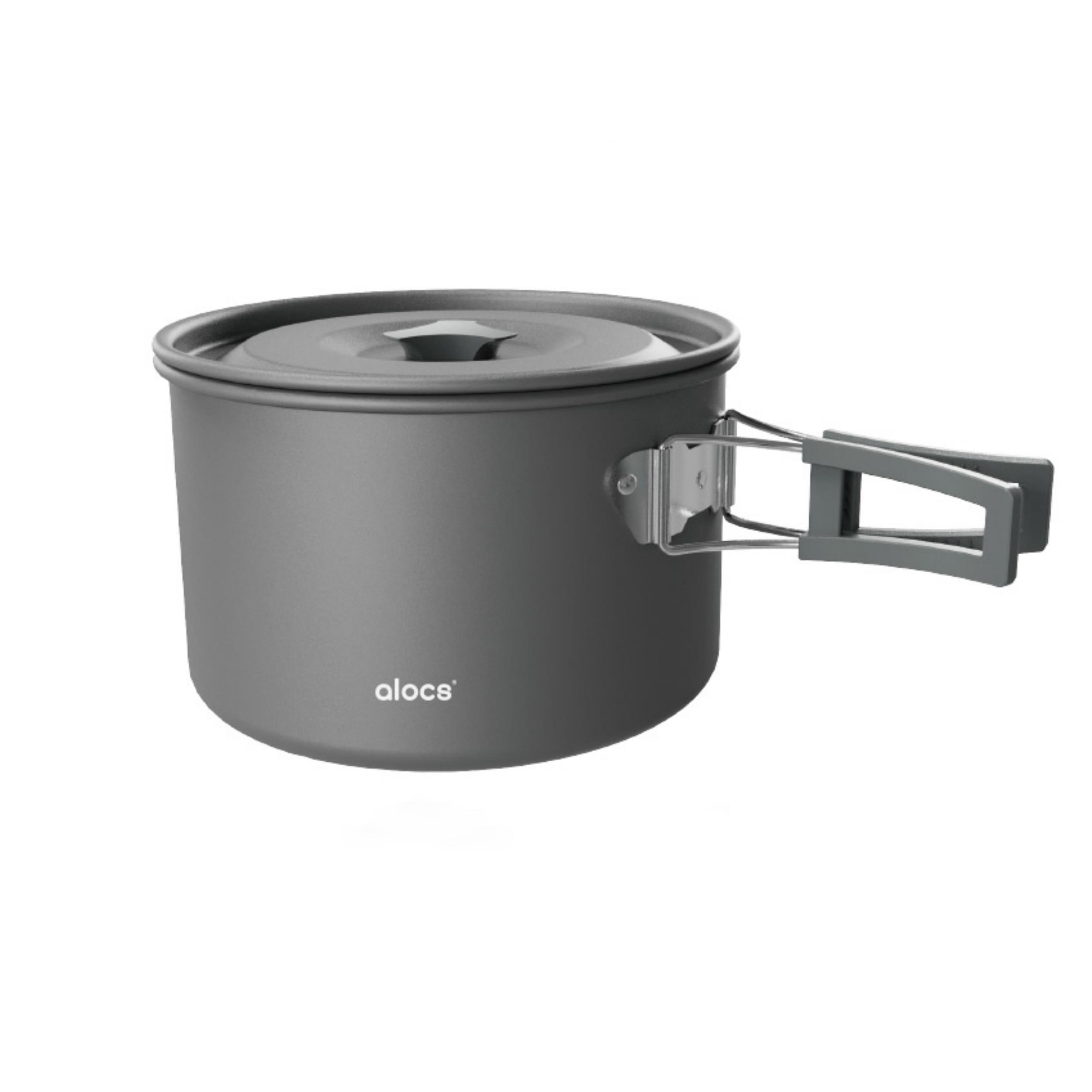 

Походный котелок для супа Alocs 3 л большой вместимости, портативный, предметы первой необходимости для кемпинга, подходит для самостоятельных поездок на природе 3L чёрный