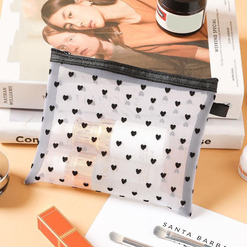 1pc Mesh Clear Cosmetic Bags Small Large Black Makeup Bag Women Travel Toiletry Organizer Lipstick Storage Pouch Pencil Case