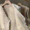 Lammfellweste Mantel Damen Ärmellose Oberteile Allround Weste Herbst Winter V-Ausschnitt Knopf Warmes Lammhaar Ärmellose Jacke