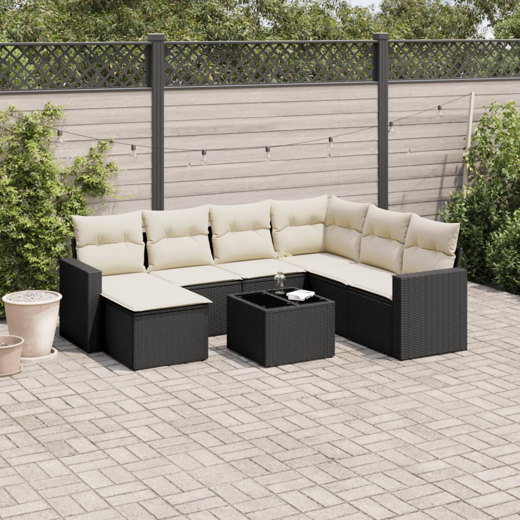 Vidaxl 8-Cz. Garden Lounge Set, With Cushions, Black