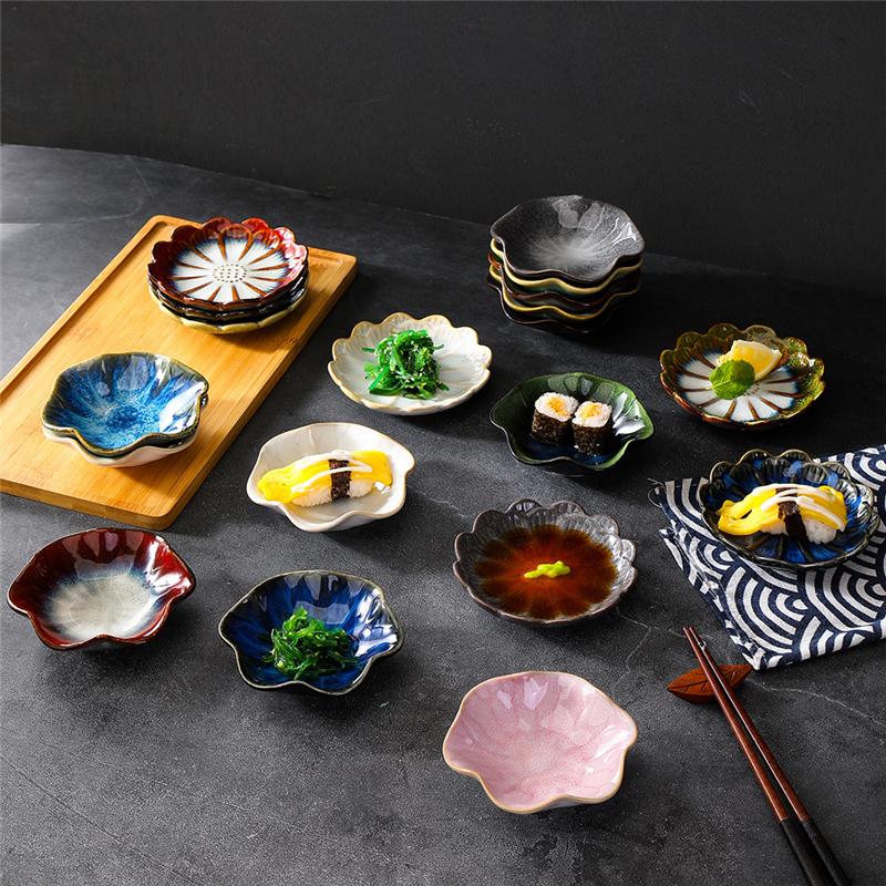 Japanische Keramikplatte Retro Ofenglasur Barbecue Mini Dip Sashimi Sushi Sojasaucenschale Geeignet für Heimküche/Geschenk