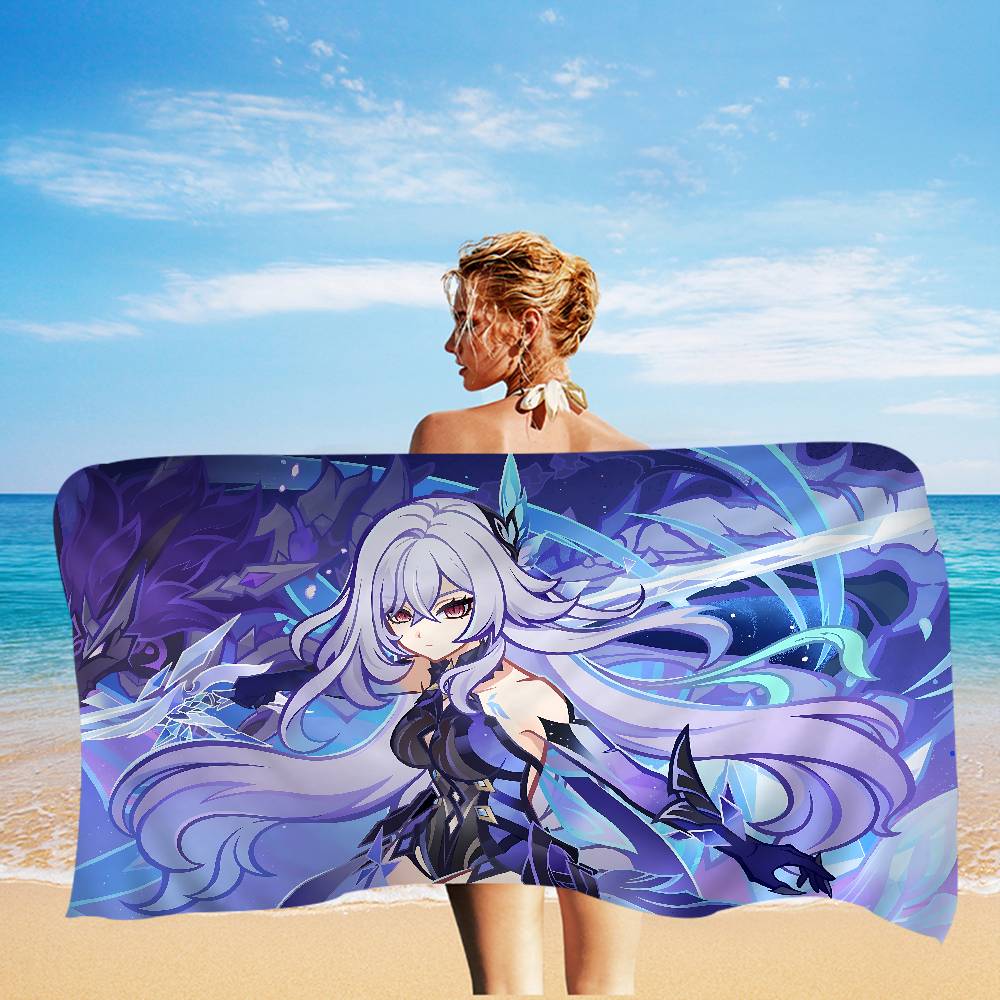 Genshin Impact Skirk Bath Towel Microfiber Soft Water Absorbing Breathable For Girl Kids Decorative Cartoon Beach Towel