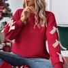 Merry Christmas Sweatshirt for Women Casual Crew Neck Pullover Top Long Sleeve Loose Blouses with Bow